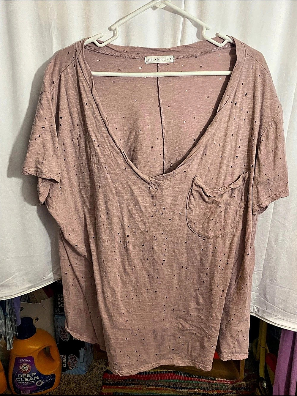 Blakeley Boyfriend Distressed Pocket Tee Pink 2XL